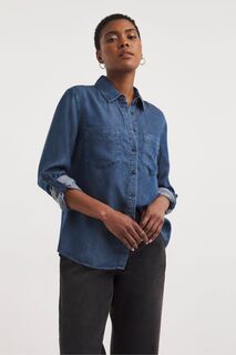 Джинсовая рубашка в стиле вестерн синего цвета индиго JD Williams, синий