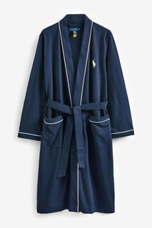 Халат из трикотажа с логотипом ручной работы Polo Ralph Lauren, синий