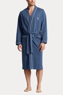 Классический черный халат с логотипом Polo Ralph Lauren, синий