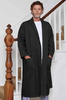 Черный хлопковый халат с вафельной текстурой Savile Row Company, черный