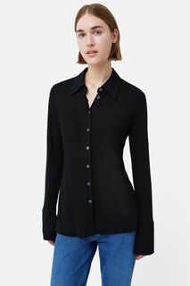 Черная рубашка из крепового джерси Jigsaw, черный