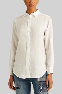 Льняная рубашка Karrie с длинными рукавами Lauren Ralph Lauren, белый