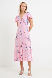 Розовое платье Eugie Delph с V-образным вырезом French Connection, розовый