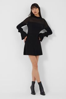 Платье Lindsey приталенного кроя и расклешенных цветов Черное French Connection, черный