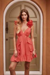 Льняное платье мини Evan с оборками Forever New, розовый