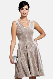 Hotsquash Бархатное платье кремового цвета с расклешенным V-образным вырезом Hot Squash, бежевый