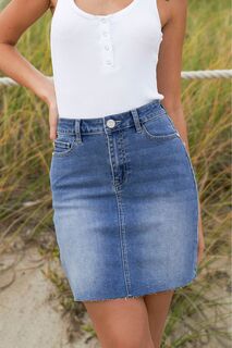Летняя мини-юбка из джинсовой ткани Lipsy, синий