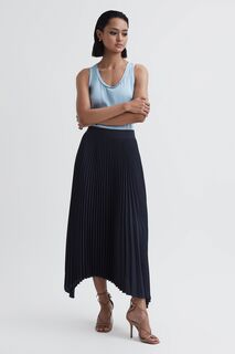 Jodie асимметричная юбка миди со складками Reiss, синий