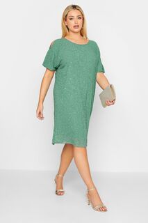 Роскошное платье-кейп с украшениями Yours, зеленый