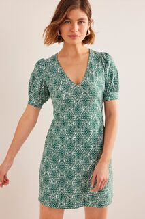Мини-платье с V-образным вырезом из джерси Boden, зеленый