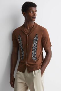 Рубашка на пуговицах с вышитым кубинским воротником и вышитой надписью Reiss