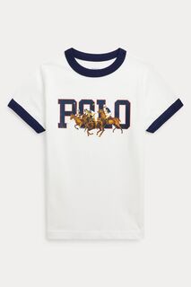 Белая футболка Polo Player Ringer для мальчиков Polo Ralph Lauren, белый