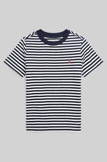 Полосатая футболка для мальчика с логотипом Polo Ralph Lauren, синий