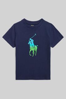 Футболка для мальчика с большим логотипом в виде хвостика Polo Ralph Lauren, синий