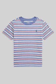 Полосатая футболка для мальчика с логотипом Polo Ralph Lauren, синий