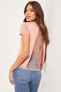 Вязаный свитер с кружевом на спине Lipsy, розовый