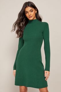 Трикотажное платье миди с длинными рукавами приталенным верхом и расклешенным низом Friends Like These, зеленый