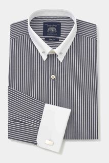 Рубашка натурального цвета приталенного кроя с узким воротником и двойными манжетами Savile Row Company