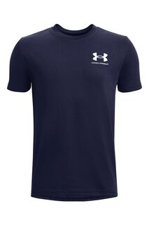 Синяя футболка в спортивном стиле с короткими рукавами и левой грудью Under Armour, синий