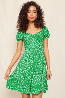 Мини-платье из джерси А-силуэта с вырезом в форме сердца и рукавами-буфами Friends Like These, зеленый
