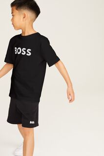 Футболка с короткими рукавами и логотипом BOSS, черный