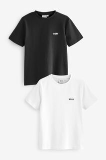 Две футболки с логотипом черно-белого цвета BOSS, черный