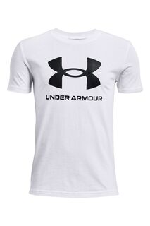 Молодежная футболка в спортивном стиле с логотипом для мальчиков Under Armour, белый