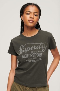 Байкерская футболка в стиле бохо с надписью Superdry, серый