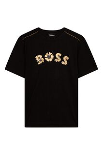Золотая капсульная футболка с короткими рукавами BOSS, черный