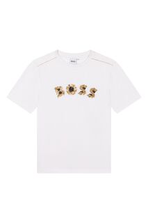 Золотая капсульная футболка с короткими рукавами BOSS, белый