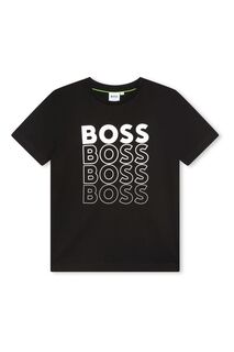 Футболка с логотипом и графикой BOSS, черный