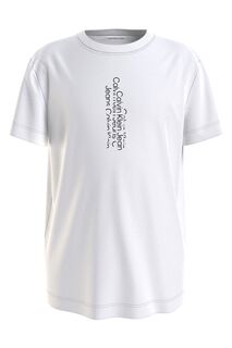 Белая футболка для мальчиков с повторяющимся логотипом Calvin Klein, белый