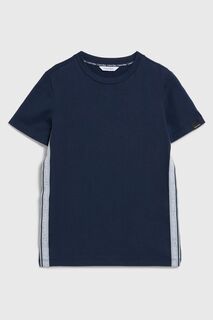 Синяя футболка для мальчика с лентой с логотипом Calvin Klein, синий