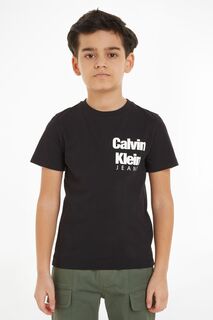 Детская футболка с небольшим логотипом Calvin Klein, черный