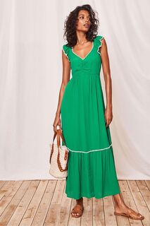 Зеленое платье макси крючком Mint Velvet, зеленый