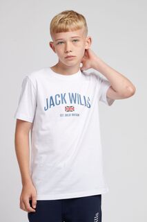 Футболка с заниженными плечами и флагом Jack Wills, белый