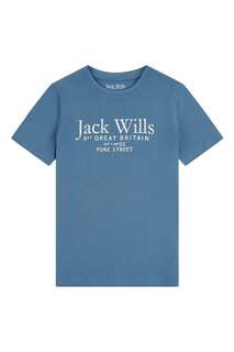 Синяя футболка с надписью Jack Wills, синий