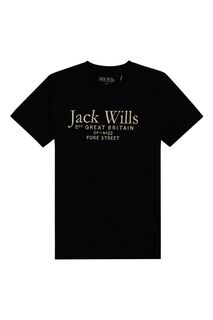 Черная футболка с надписью Jack Wills, черный