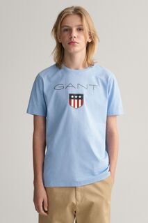 Голубая футболка Shield с логотипом GANT, синий