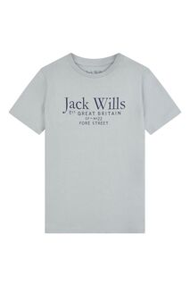 Серая футболка с надписью Jack Wills, серый