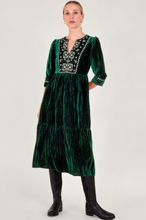 Платье Penny с вышивкой пейсли Monsoon, зеленый