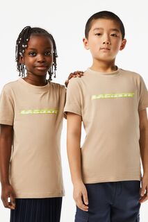 Коричневая детская футболка унисекс с революционным дизайном и простотой Lacoste, коричневый