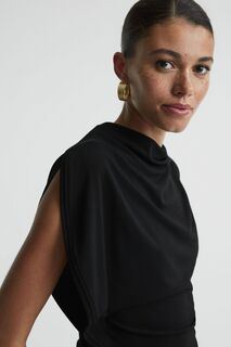 Асимметричная блузка Eva с драпировкой Reiss, черный