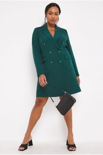 Двубортное платье-пиджак зеленое Simply Be, зеленый