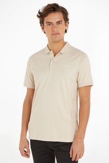 Рубашка-поло из гладкого приталенного хлопка Calvin Klein