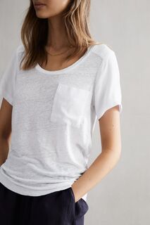 Льняная футболка Camilla с короткими рукавами Reiss, белый
