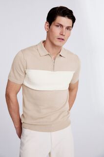 Рубашка-поло с молнией на шее из полосатой ткани букле MOSS