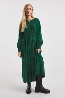 Зеленое плиссированное платье с застежкой-молнией свободного кроя спереди и присборенной эластичной лентой JD Williams, зеленый