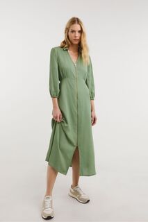 Платье-рубашка фисташкового цвета с застежкой-молнией и открытым вырезом JD Williams, зеленый