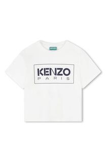 Кремовая детская футболка унисекс Kenzo с логотипом Kenzo, бежевый